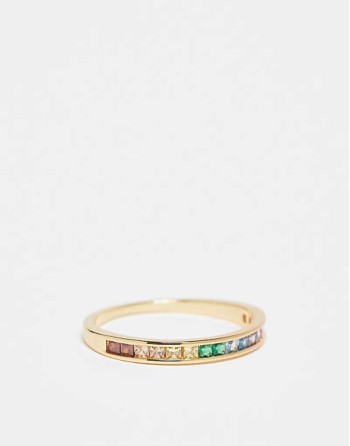 Curve 18k plated rainbow stacking ring in gold