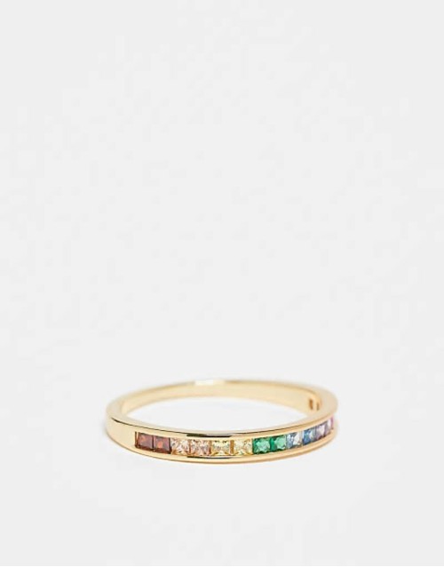 Curve 18k plated rainbow stacking ring in gold