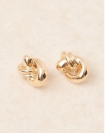 oversized earrings in knot doorknocker design in gold tone