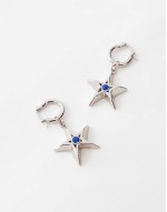 lissie star earrings with blue cubic stone in platinum plated