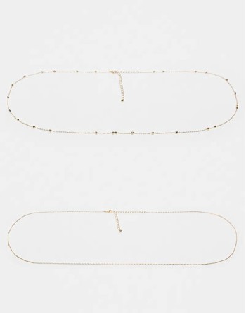 Curve pack of 2 belly chains in dot dash and fine chain in gold tone - GOLD