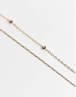Curve pack of 2 belly chains in dot dash and fine chain in gold tone - GOLD