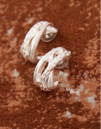 silver twist hoop earrings