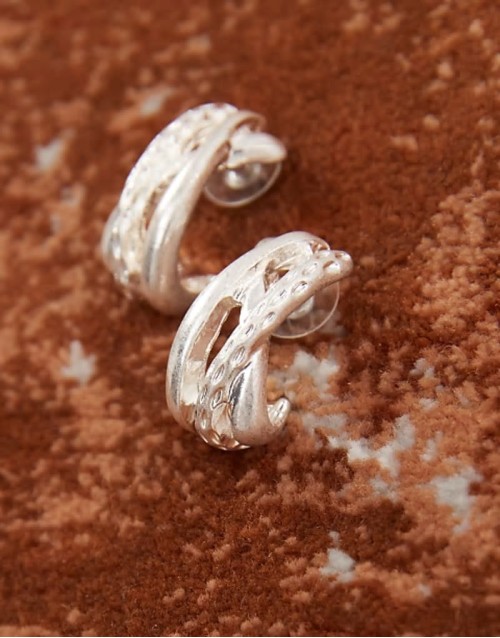 silver twist hoop earrings
