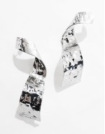 drop earrings with swirl hammered detail in silver tone