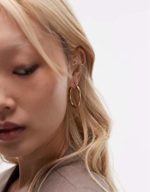 Sets Of 2 18ct gold vermeil vintage style oval hoop earrings
