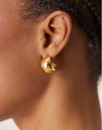 waterproof stainless steel earrings with bubble hoop detail in gold tone