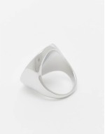 oversized oval ring with faux pearl  in silver tone