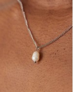 Lost Souls stainless steel pearl pendant necklace in silver