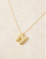 embellished bubble initial M necklace in gold