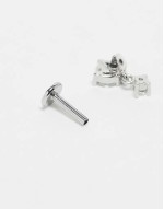 gemset lotus flower labret piercing earring with dangle cubic zirconia in steel