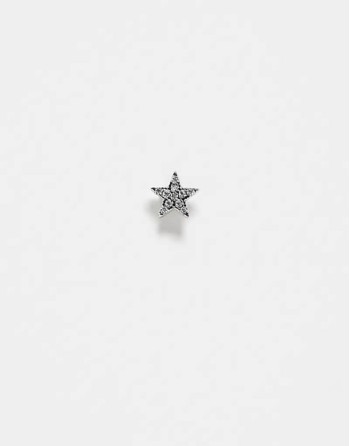 gemset star labret piercing earring in silver steel