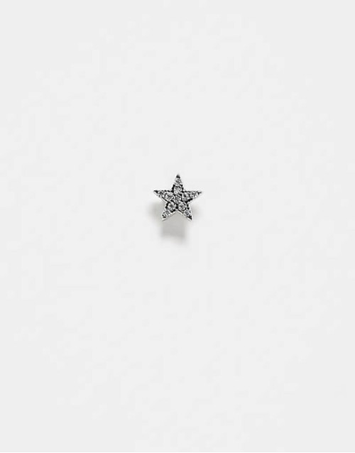 gemset star labret piercing earring in silver steel