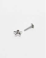 gemset star labret piercing earring in silver steel