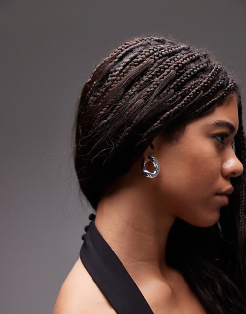 Other Stories chunky twisted hoop earrings in silver