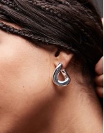 Other Stories chunky twisted hoop earrings in silver