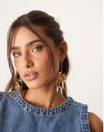 drop earrings with leaf floral detail in gold tone