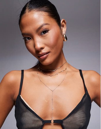 allier multirow embellished lariat necklace in gold