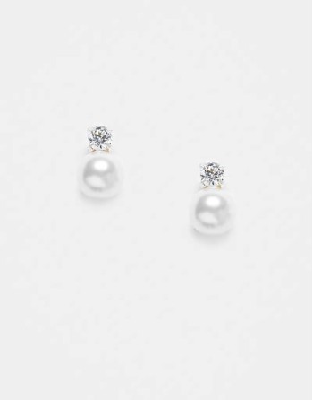 pearl and gem stud earrings in sterling silver