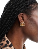 stud earrings with rose detail in gold tone