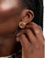 stud earrings with rose detail in gold tone