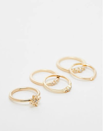 pack of 5 rings in fine crystal design