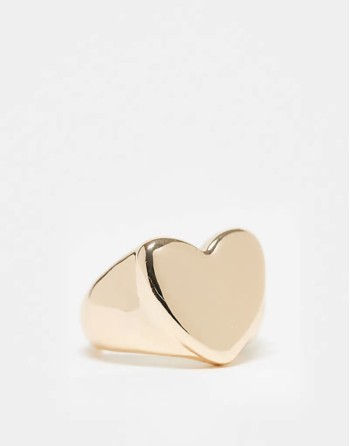 ring with puff heart detail in gold tone