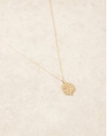 large hammered disc pendant necklace in gold
