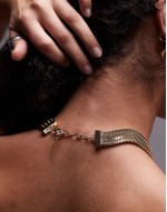 Noelle multi row snake chain necklace in gold tone