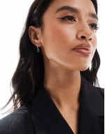 green crystal charm hoop earrings in sterling silver