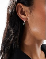 green crystal charm hoop earrings in sterling silver