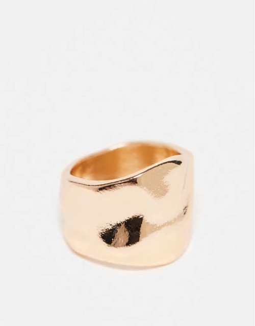 ring with hammered texture in gold tone