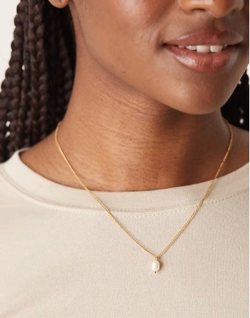Lost Souls stainless steel 18ct gold plated pearl pendant necklace