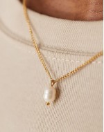 Lost Souls stainless steel 18ct gold plated pearl pendant necklace