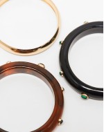 Limited Edition pack of 3 resin bangles with embellished detail in multi