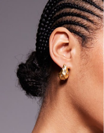 18ct gold plated irregular embellished teardrop earrings
