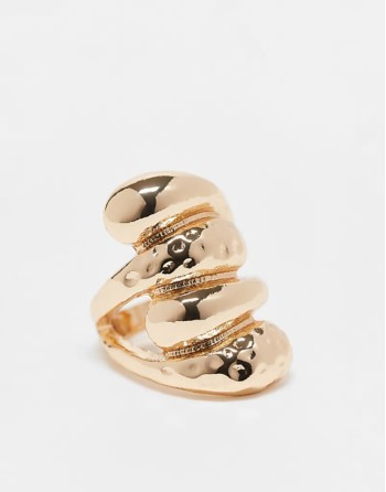 ring with oversized wrap around bubble design in gold tone