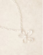 molten flower and stone pendant necklace in silver