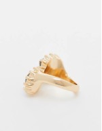 wraparound stone set ring with real tigers eye in gold tone