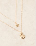 multirow shell and starfish pendant necklaces in gold